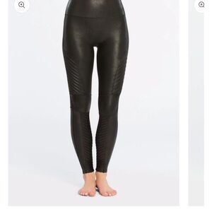 Spanx Black Faux Leather Leggings size L